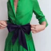 Maxi Pleated Bow Dress Green Navy Maxi Pleated Bow Dress Green Navy