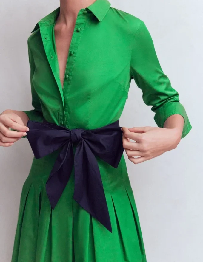 Maxi Pleated Bow Dress Green Navy Maxi Pleated Bow Dress Green Navy