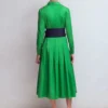 Maxi Pleated Bow Dress Green Navy Maxi Pleated Bow Dress Green Navy
