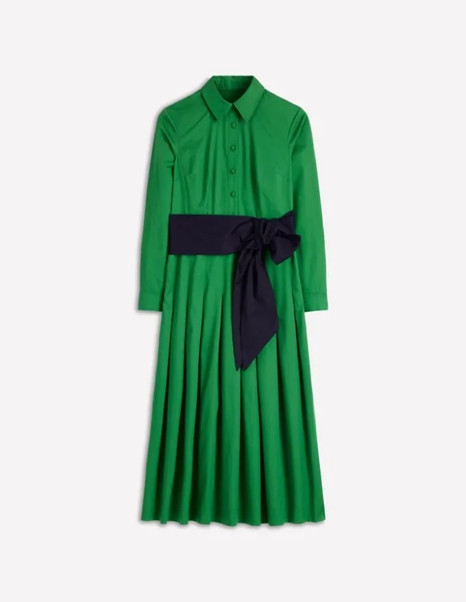 Maxi Pleated Bow Dress Green Navy Maxi Pleated Bow Dress Green Navy