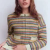 Maya Zip Up Jacket Ivory, Rainbow Maya Zip Up Jacket Ivory, Rainbow