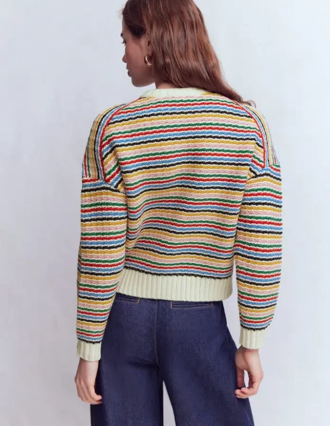 Maya Zip Up Jacket Ivory, Rainbow Maya Zip Up Jacket Ivory, Rainbow