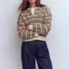 Maya Zip Up Jacket Ivory, Rainbow Maya Zip Up Jacket Ivory, Rainbow