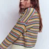 Maya Zip Up Jacket Ivory, Rainbow Maya Zip Up Jacket Ivory, Rainbow