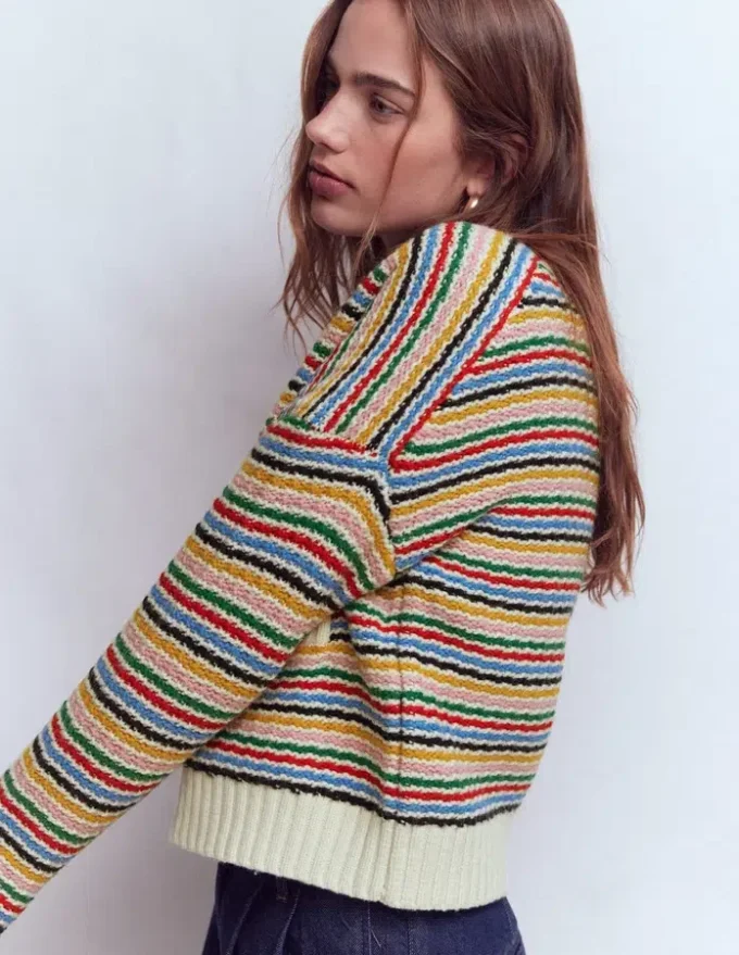 Maya Zip Up Jacket Ivory, Rainbow Maya Zip Up Jacket Ivory, Rainbow