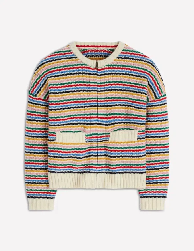 Maya Zip Up Jacket Ivory, Rainbow Maya Zip Up Jacket Ivory, Rainbow