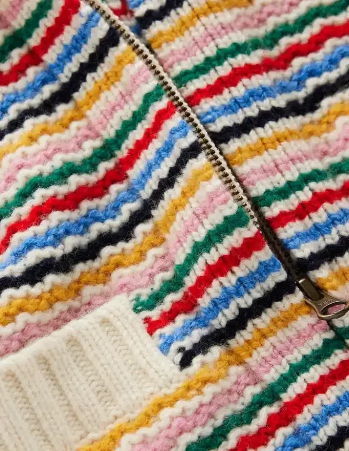Maya Zip Up Jacket Ivory, Rainbow Maya Zip Up Jacket Ivory, Rainbow