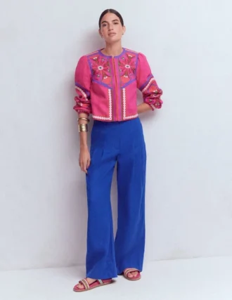 Mayfair Linen Pants Bright Blue