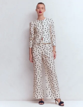 Mayfair Linen Pants Ivory, Painted Dot