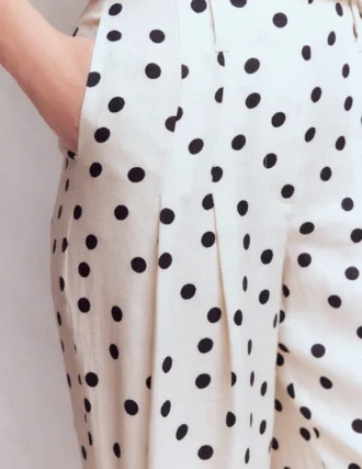 Mayfair Linen Pants Ivory, Painted Dot