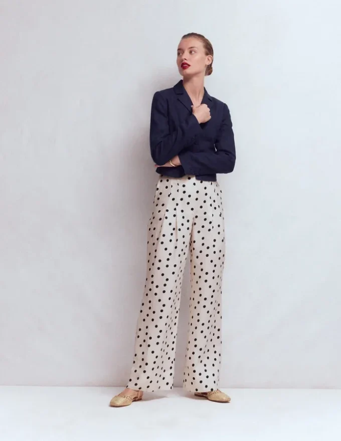 Mayfair Linen Pants Ivory, Painted Dot Mayfair Linen Pants Ivory, Painted Dot