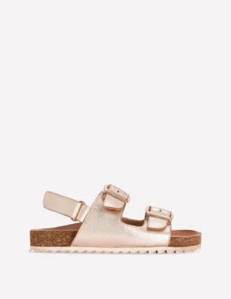 Metallic Double Strap Sandals Gold