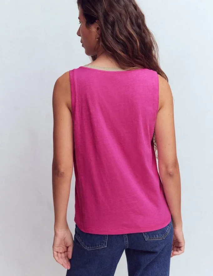 Metallic Trim Scoop Neck Vest Cosmos Pink Metallic Trim Scoop Neck Vest Cosmos Pink