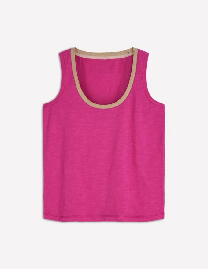 Metallic Trim Scoop Neck Vest Cosmos Pink Metallic Trim Scoop Neck Vest Cosmos Pink