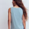 Metallic Trim Scoop Neck Vest French Blue Metallic Trim Scoop Neck Vest French Blue