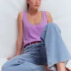Metallic Trim Scoop Neck Vest Heath Lilac Metallic Trim Scoop Neck Vest Heath Lilac