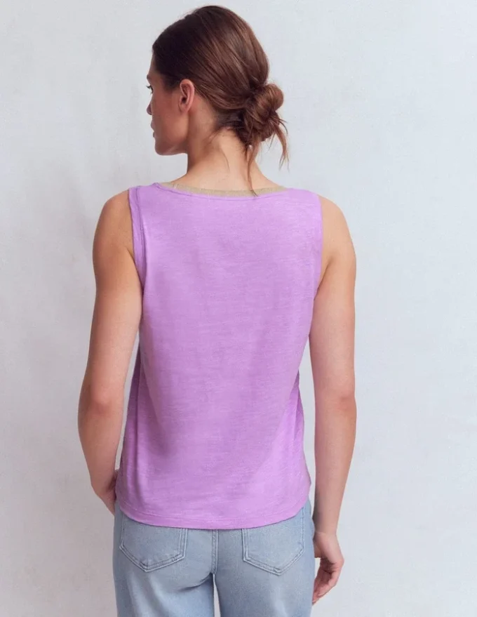 Metallic Trim Scoop Neck Vest Heath Lilac Metallic Trim Scoop Neck Vest Heath Lilac