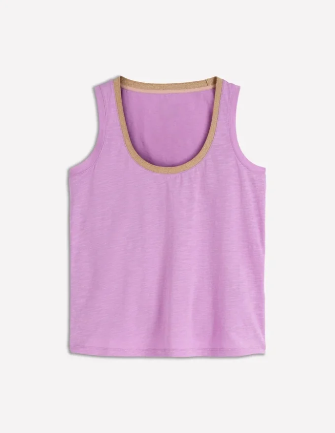 Metallic Trim Scoop Neck Vest Heath Lilac Metallic Trim Scoop Neck Vest Heath Lilac