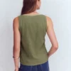 Metallic Trim Scoop Neck Vest Larch Green Metallic Trim Scoop Neck Vest Larch Green