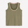 Metallic Trim Scoop Neck Vest Larch Green Metallic Trim Scoop Neck Vest Larch Green