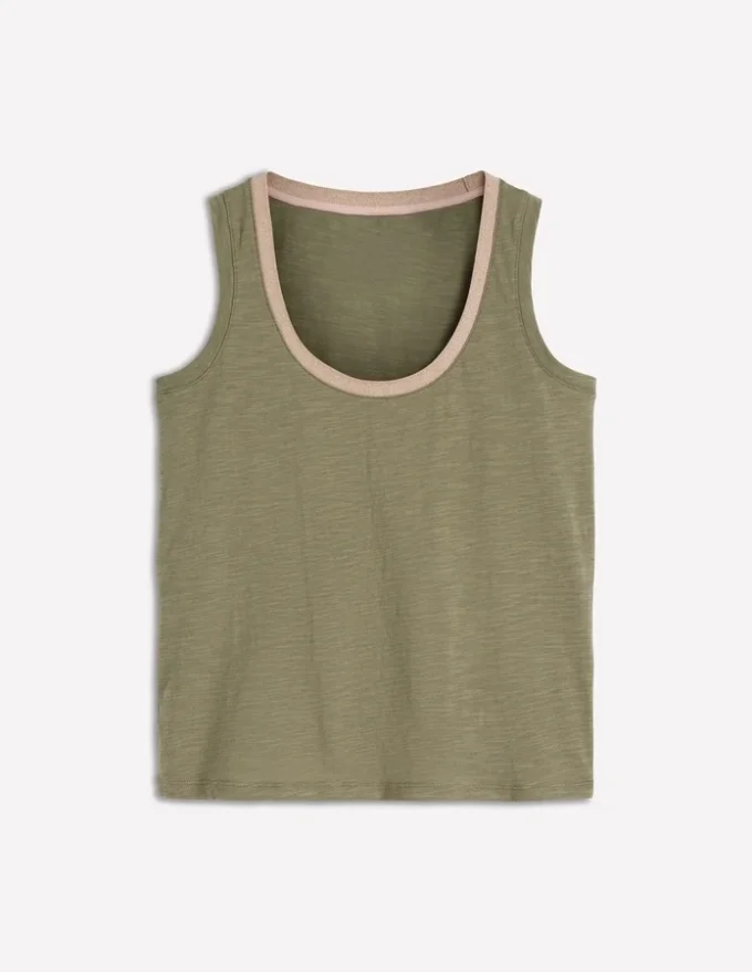 Metallic Trim Scoop Neck Vest Larch Green Metallic Trim Scoop Neck Vest Larch Green