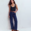 Metallic Trim Scoop Neck Vest Navy Metallic Trim Scoop Neck Vest Navy