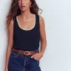 Metallic Trim Scoop Neck Vest Navy Metallic Trim Scoop Neck Vest Navy