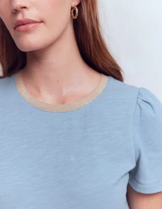 Metallic Trim T-Shirt French Blue