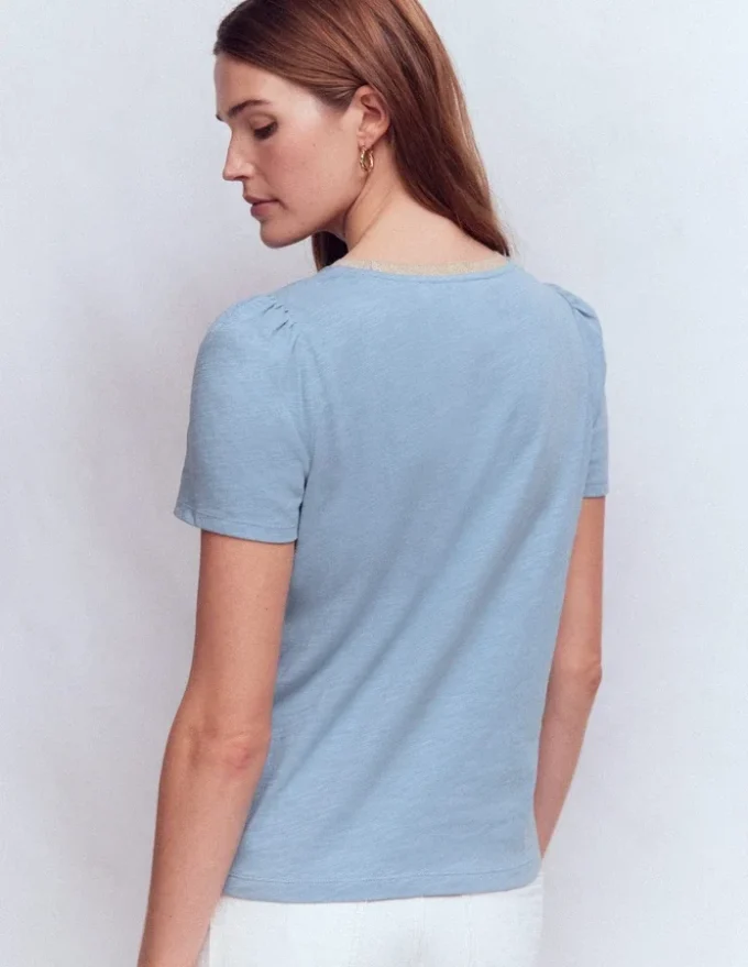 Metallic Trim T-Shirt French Blue Metallic Trim T-Shirt French Blue
