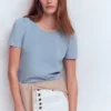Metallic Trim T-Shirt French Blue Metallic Trim T-Shirt French Blue