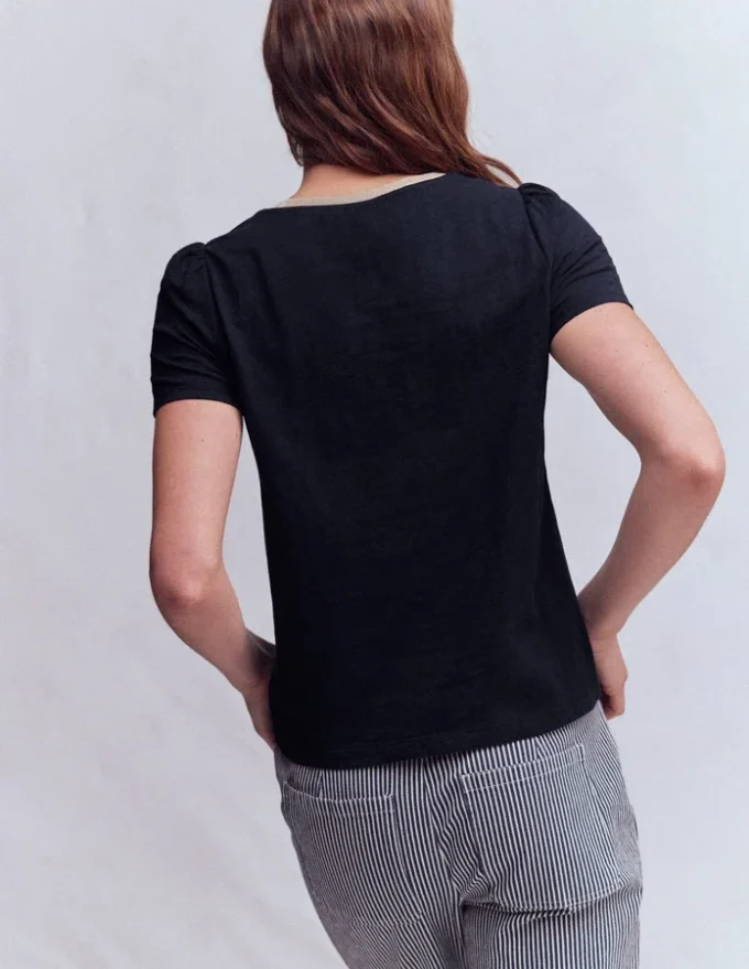 Metallic Trim T-Shirt Navy Metallic Trim T-Shirt Navy