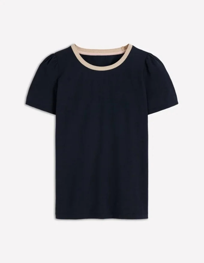 Metallic Trim T-Shirt Navy Metallic Trim T-Shirt Navy