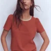 Metallic Trim T-Shirt Roasted Chestnut Brown Metallic Trim T-Shirt Roasted Chestnut Brown