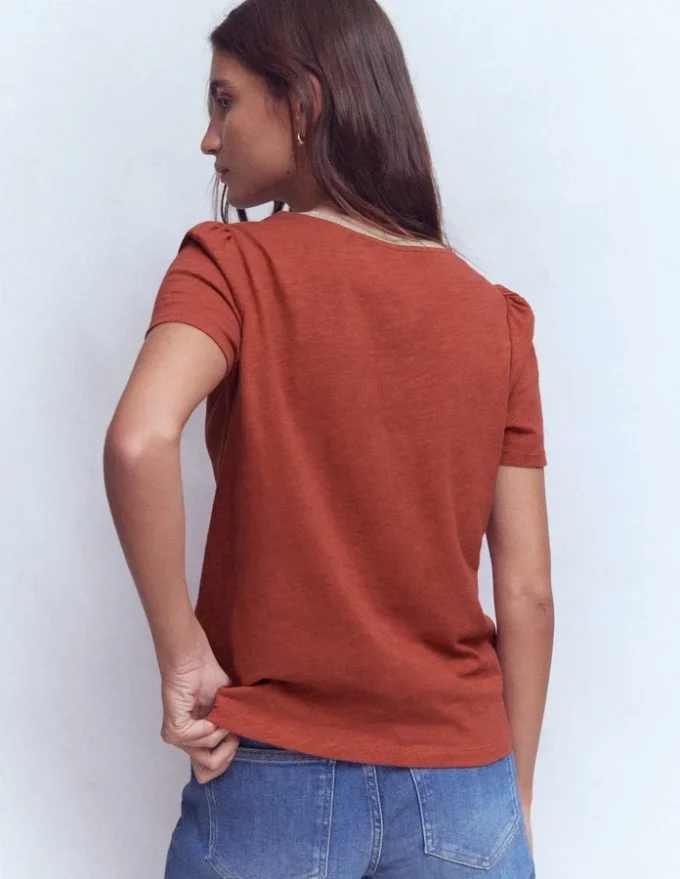 Metallic Trim T-Shirt Roasted Chestnut Brown Metallic Trim T-Shirt Roasted Chestnut Brown