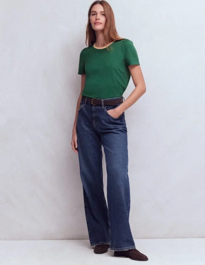 Metallic Trim T-Shirt Trekking Green Metallic Trim T-Shirt Trekking Green