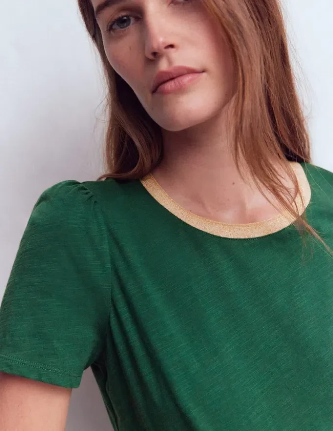 Metallic Trim T-Shirt Trekking Green Metallic Trim T-Shirt Trekking Green