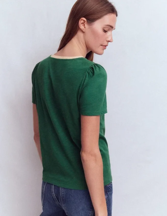 Metallic Trim T-Shirt Trekking Green Metallic Trim T-Shirt Trekking Green