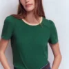 Metallic Trim T-Shirt Trekking Green Metallic Trim T-Shirt Trekking Green