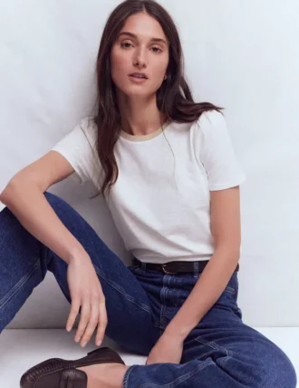 Metallic Trim T-Shirt White