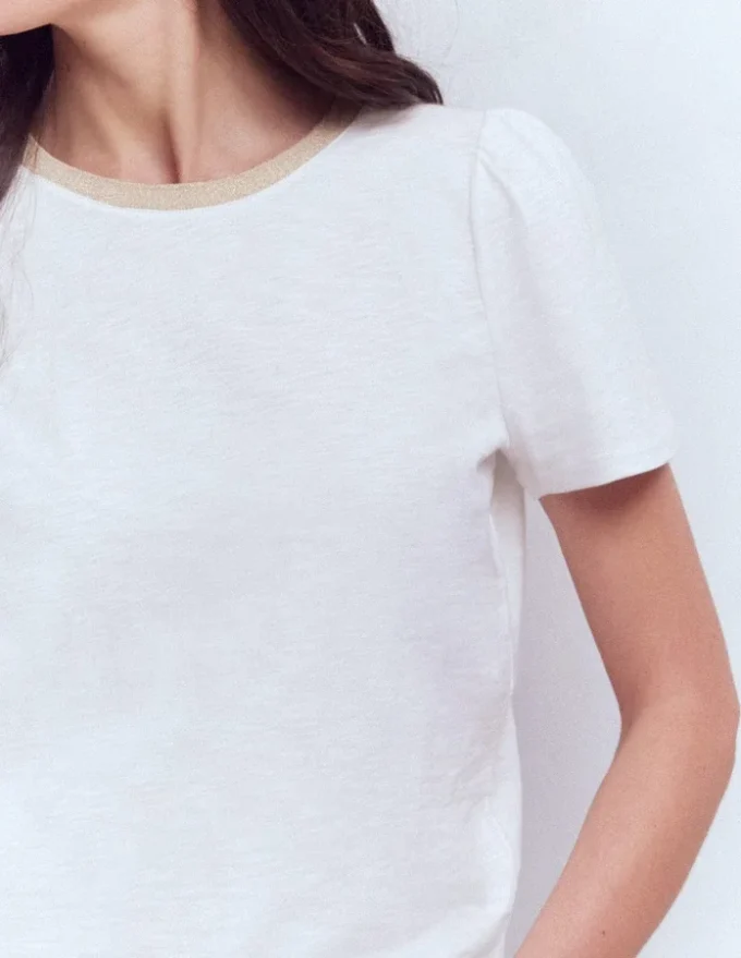 Metallic Trim T-Shirt White Metallic Trim T-Shirt White
