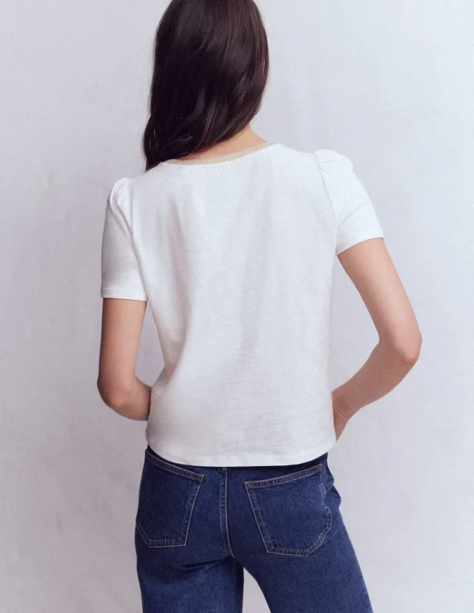 Metallic Trim T-Shirt White Metallic Trim T-Shirt White