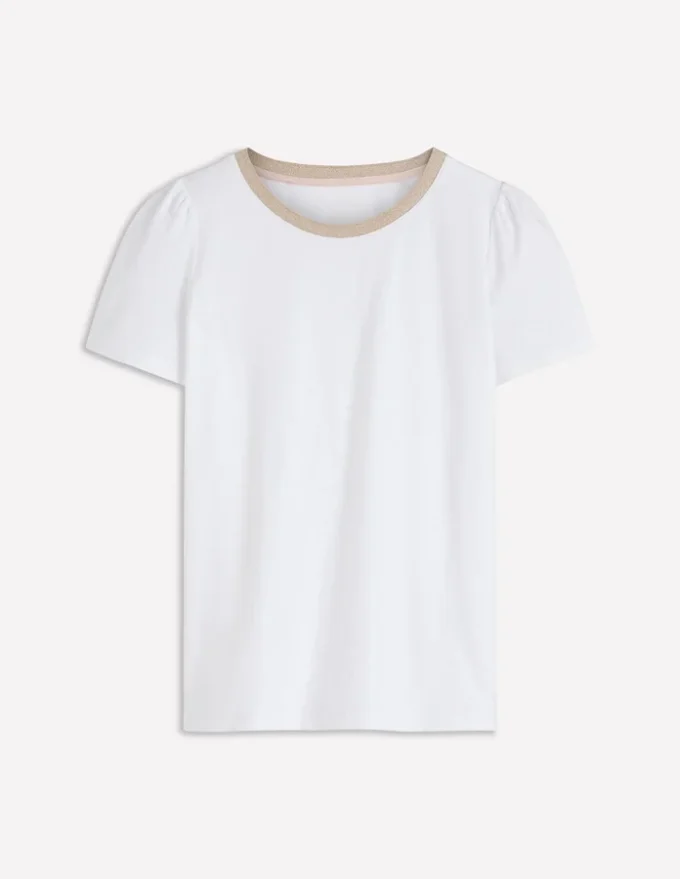 Metallic Trim T-Shirt White Metallic Trim T-Shirt White