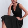 Mia V-neck Jersey Midi Dress Black Mia V-neck Jersey Midi Dress Black