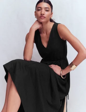 Mia V-neck Jersey Midi Dress Black