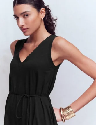 Mia V-neck Jersey Midi Dress Black