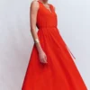 Mia V-neck Jersey Midi Dress Firecracker Red Mia V-neck Jersey Midi Dress Firecracker Red