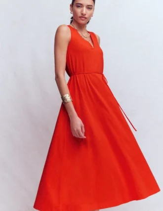 Mia V-neck Jersey Midi Dress Firecracker Red