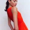 Mia V-neck Jersey Midi Dress Firecracker Red Mia V-neck Jersey Midi Dress Firecracker Red