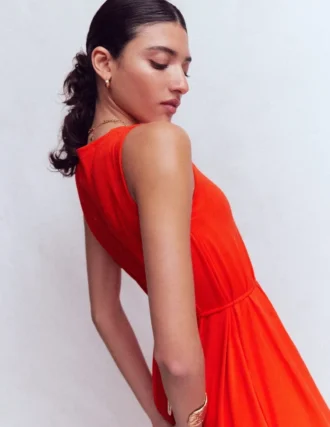 Mia V-neck Jersey Midi Dress Firecracker Red