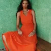 Mia V-neck Jersey Midi Dress Firecracker Red Mia V-neck Jersey Midi Dress Firecracker Red